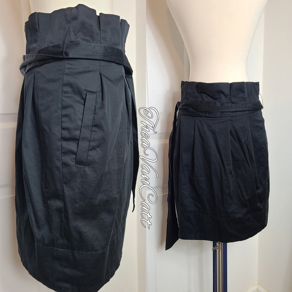 BCBG Max Azria 🖤 "stella" 2 pockets paper-bag style formal evening belted skirt - Picture 5 of 9